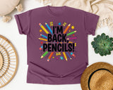 I'm Back Pencils in Berry Comfort Colors 1717 tee