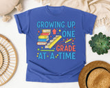 Growing Up One Grade At A Time in Flo Blue Comfort Colors 1717 tee