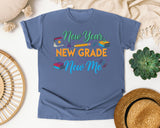 New Year New Grade New Me in Blue Jean Comfort Colors 1717 tee