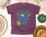 School Mode On in Berry Comfort Colors 1717 tee