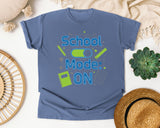 School Mode On in Blue Jean Comfort Colors 1717 tee