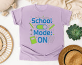 School Mode On in Orchid Comfort Colors 1717 tee