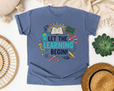 Let The Learning Begin in Blue Jean Comfort Colors 1717 tee