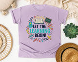 Let The Learning Begin in Orchid Comfort Colors 1717 tee