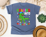 Roaring Into Middle School in Blue Jean Comfort Colors 1717 tee