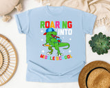 Roaring Into Middle School in Chambray Comfort Colors 1717 tee