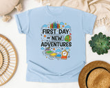 First Day Equals New Adventures in Chambray Comfort Colors 1717 tee