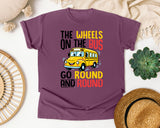 The Wheels On The Bus Go Round And Round in Berry Comfort Colors 1717 tee