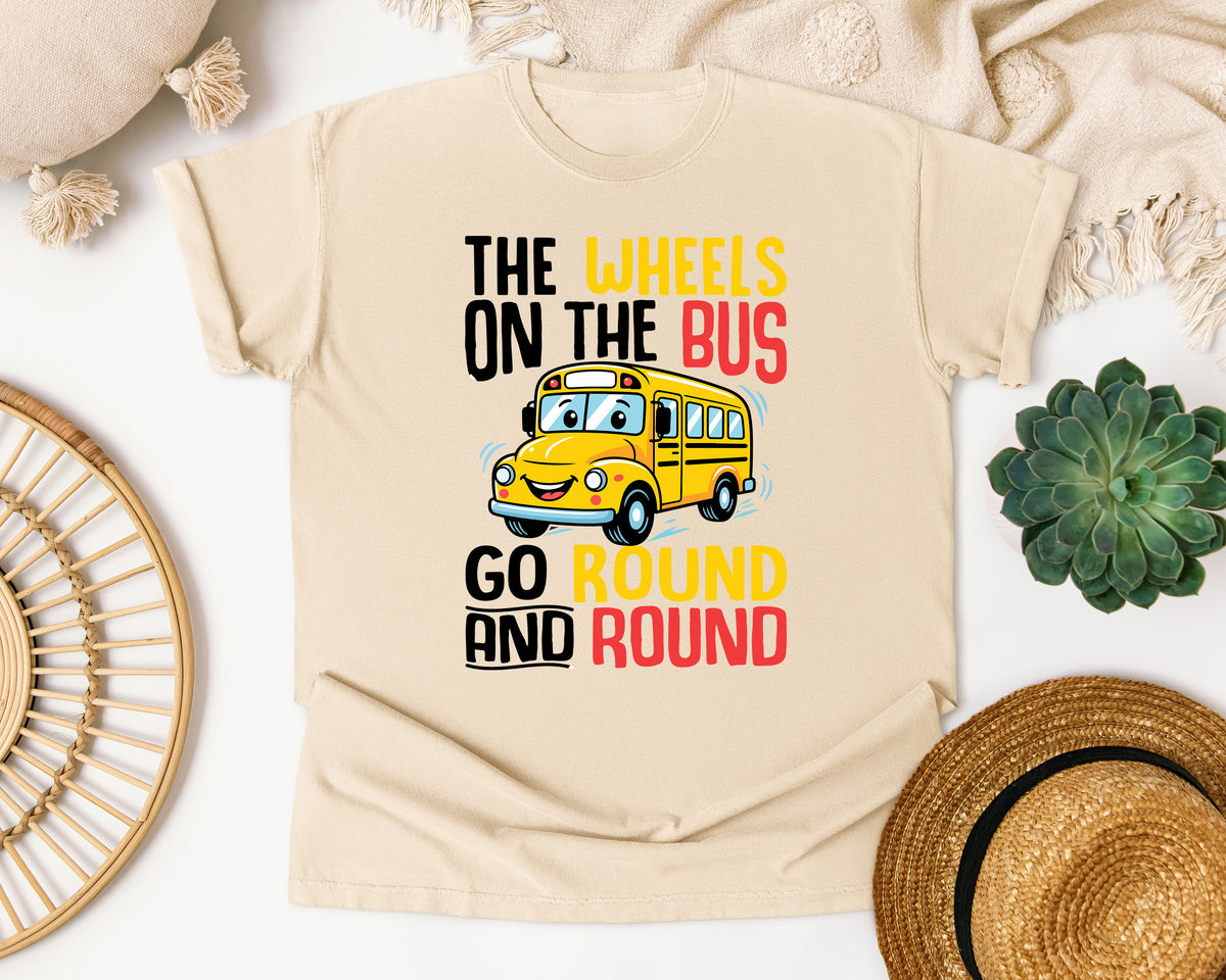 The Wheels On The Bus Go Round And Round in Ivory Comfort Colors 1717 tee