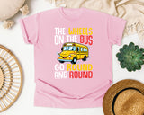 The Wheels On The Bus Light Print in Blossom Comfort Colors 1717 tee