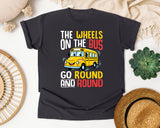 The Wheels On The Bus Light Print in Graphite Comfort Colors 1717 tee