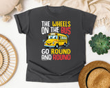 The Wheels On The Bus Light Print in Pepper Comfort Colors 1717 tee