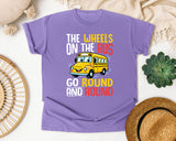 The Wheels On The Bus Light Print in Violet Comfort Colors 1717 tee