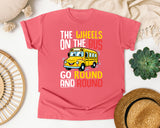 The Wheels On The Bus Light Print in Watermelon Comfort Colors 1717 tee