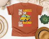 The Wheels On The Bus Light Print in Yam Comfort Colors 1717 tee