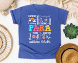 Para Appreciation Words Light Print in Flo Blue Comfort Colors 1717 tee