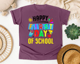 Happy First Day Of School Bright in Berry Comfort Colors 1717 tee