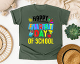 Happy First Day Of School Bright in Moss Comfort Colors 1717 tee