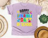 Happy First Day Of School Bright in Orchid Comfort Colors 1717 tee