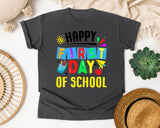 Happy First Day Of School Bright in Pepper Comfort Colors 1717 tee