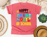 Happy First Day Of School Bright in Watermelon Comfort Colors 1717 tee