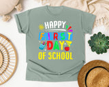 Happy First Day Of School Light Print in Bay Comfort Colors 1717 tee