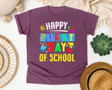 Happy First Day Of School Light Print in Berry Comfort Colors 1717 tee