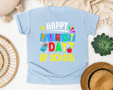 Happy First Day Of School Light Print in Chambray Comfort Colors 1717 tee