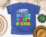Happy First Day Of School Light Print in Flo Blue Comfort Colors 1717 tee