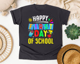 Happy First Day Of School Light Print in Graphite Comfort Colors 1717 tee