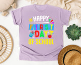 Happy First Day Of School Light Print in Orchid Comfort Colors 1717 tee