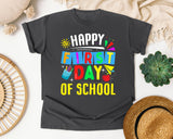 Happy First Day Of School Light Print in Pepper Comfort Colors 1717 tee
