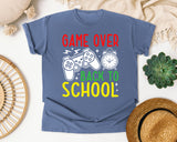 Game Over Back To School in Blue Jean Comfort Colors 1717 tee