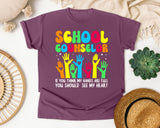 School Counselor Hands Full Heart in Berry Comfort Colors 1717 tee