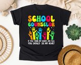 School Counselor Hands Full Heart in Black Comfort Colors 1717 tee