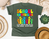School Counselor Hands Full Heart in Moss Comfort Colors 1717 tee