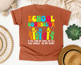 School Counselor Hands Full Heart in Yam Comfort Colors 1717 tee