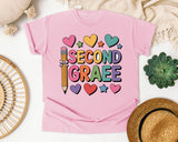 Second Grade Hearts in Blossom Comfort Colors 1717 tee