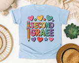 Second Grade Hearts in Chambray Comfort Colors 1717 tee