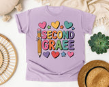 Second Grade Hearts in Orchid Comfort Colors 1717 tee