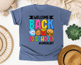 Welcome Back To School Lunch Lady in Blue Jean Comfort Colors 1717 tee