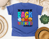Welcome Back To School Lunch Lady in Flo Blue Comfort Colors 1717 tee