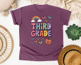 Third Grade Rainbow in Berry Comfort Colors 1717 tee