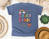 Third Grade Rainbow in Blue Jean Comfort Colors 1717 tee
