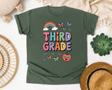Third Grade Rainbow in Moss Comfort Colors 1717 tee