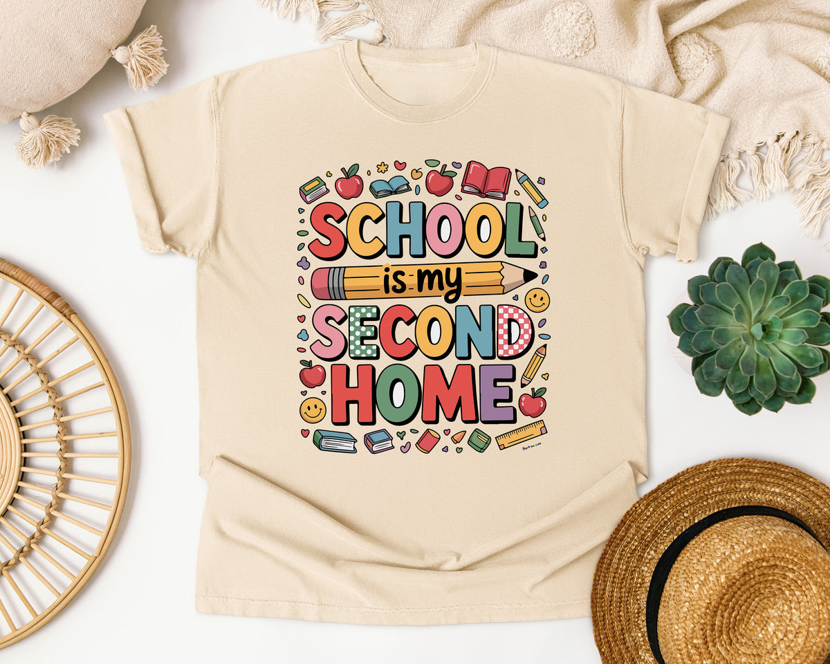 School Is My Second Home in Ivory Comfort Colors 1717 tee