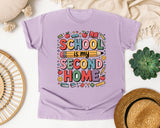 School Is My Second Home in Orchid Comfort Colors 1717 tee
