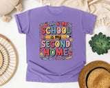 School Is My Second Home in Violet Comfort Colors 1717 tee