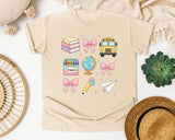 Back To School Supplies Bow in Ivory Comfort Colors 1717 tee