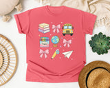 Back To School Supplies Bow in Watermelon Comfort Colors 1717 tee